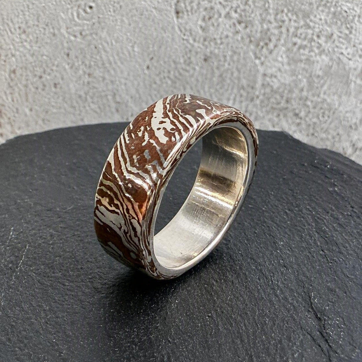 Mokume Gane Ring — Silver and Copper Fusion Band