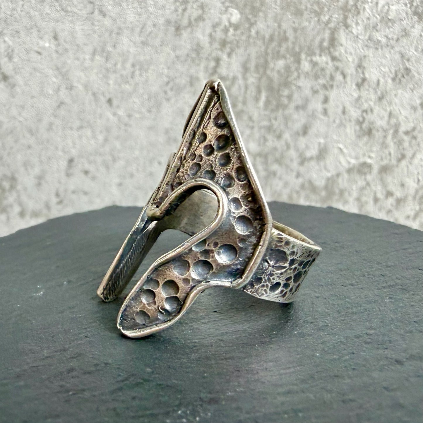 Spartan Helm Silver Ring — Handmade Sculptural Statement