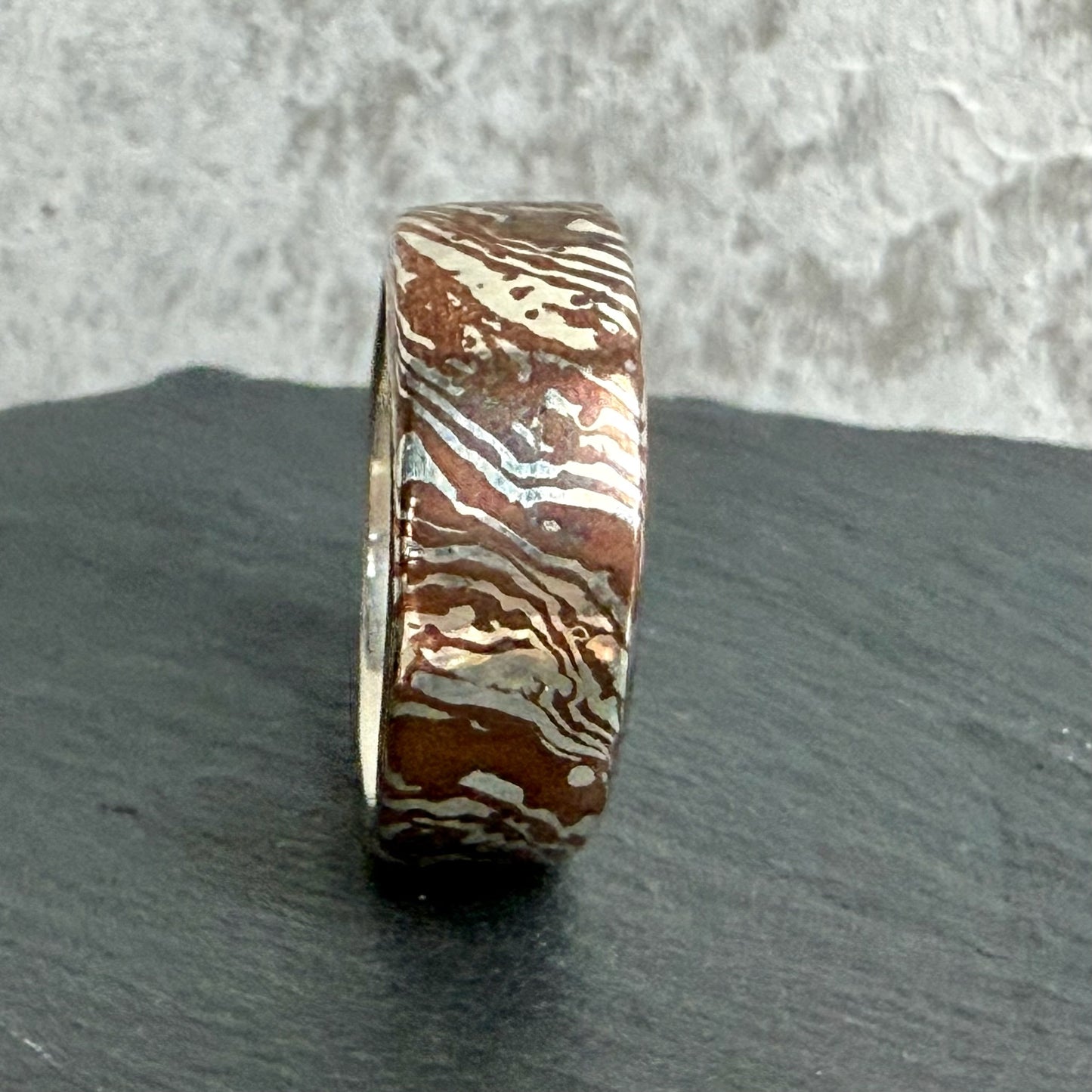 Mokume Gane Ring — Silver and Copper Fusion Band